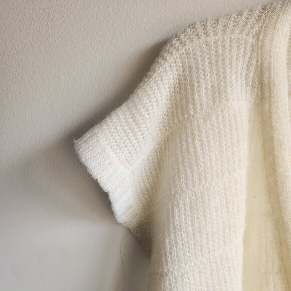 Oliver Paris Vintage Cream Open Front Knit Vest – Sz L (oversized) - Picture 4 of 13